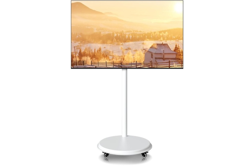 TV 43" sur pied mobile blanc